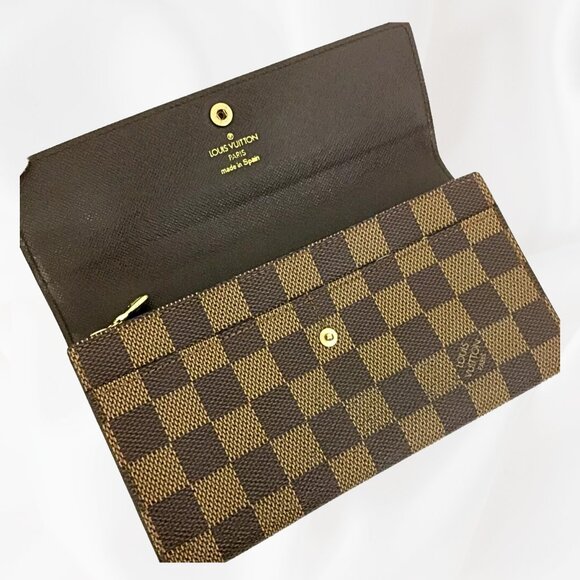 LOUIS VUITTON DAMIER PORTEFEIULLE SARAH LONG BIFOLD WALLET BROWN - Picture 2 of 7